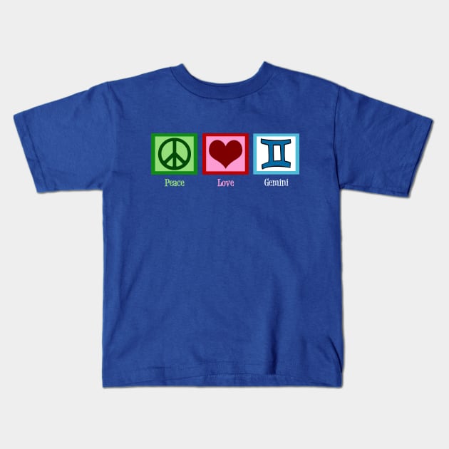 Peace Love Gemini Kids T-Shirt by epiclovedesigns